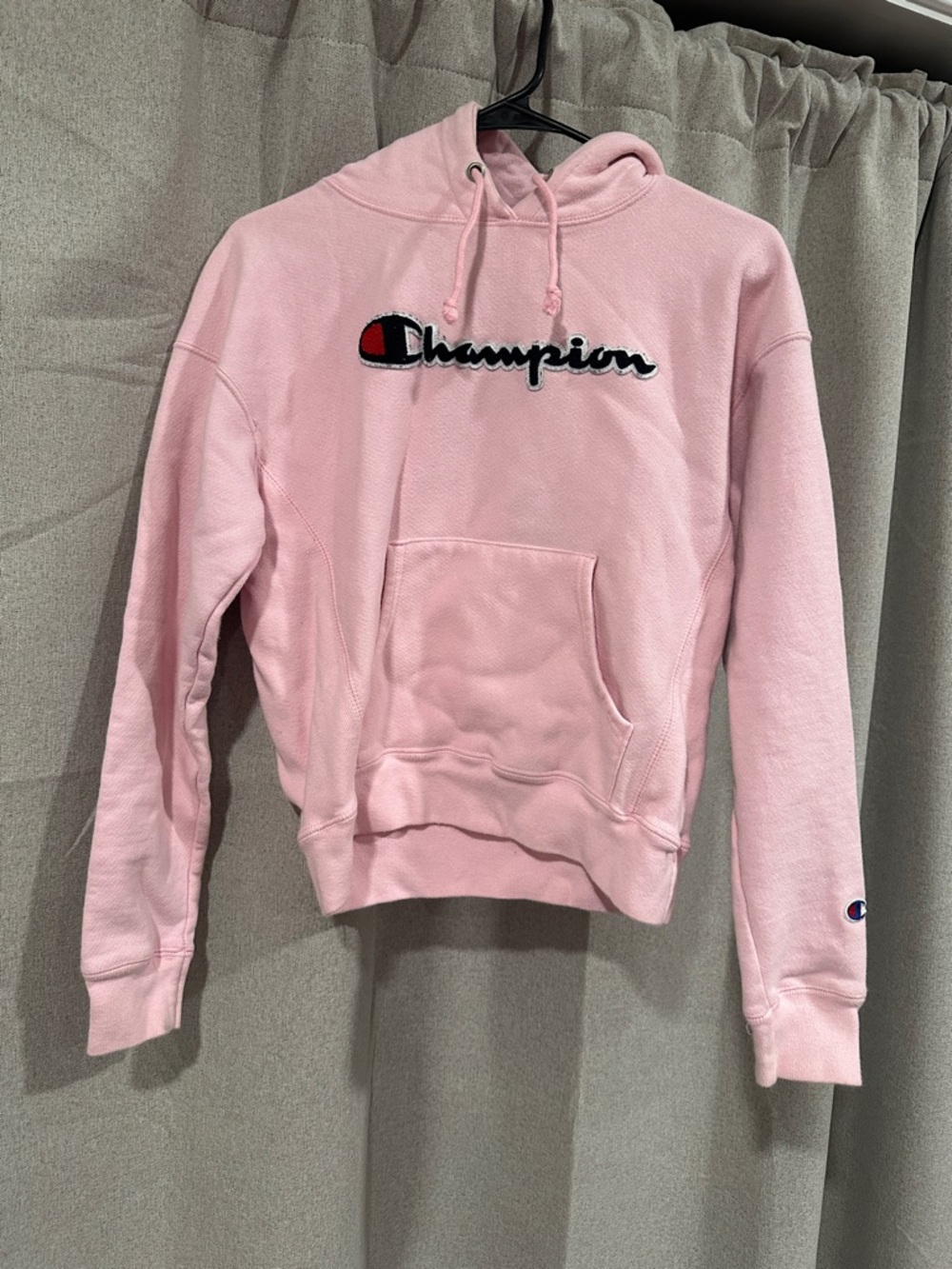 Champion Light Pink Pullover Hoodie with Embroidered Logo